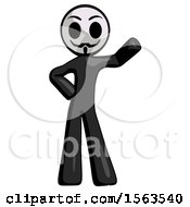 Poster, Art Print Of Black Little Anarchist Hacker Man Waving Left Arm With Hand On Hip