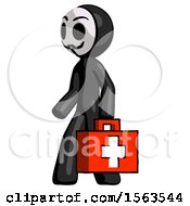 Poster, Art Print Of Black Little Anarchist Hacker Man Walking With Medical Aid Briefcase To Left