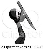 Black Little Anarchist Hacker Man Stabbing Or Cutting With Scalpel