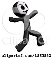 Poster, Art Print Of Black Little Anarchist Hacker Man Running Away In Hysterical Panic Direction Right