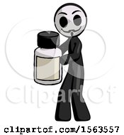 Poster, Art Print Of Black Little Anarchist Hacker Man Holding White Medicine Bottle