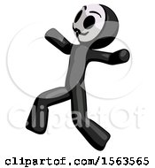 Black Little Anarchist Hacker Man Running Away In Hysterical Panic Direction Left