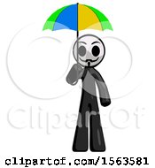Poster, Art Print Of Black Little Anarchist Hacker Man Holding Umbrella Rainbow Colored