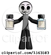 Poster, Art Print Of Black Little Anarchist Hacker Man Holding Two Medicine Bottles