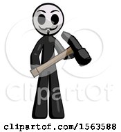 Poster, Art Print Of Black Little Anarchist Hacker Man Holding Hammer Ready To Work