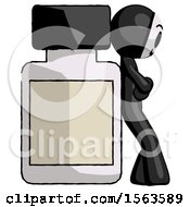 Poster, Art Print Of Black Little Anarchist Hacker Man Leaning Against Large Medicine Bottle