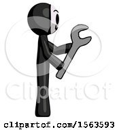 Black Little Anarchist Hacker Man Using Wrench Adjusting Something To Right