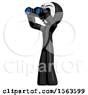 Poster, Art Print Of Black Little Anarchist Hacker Man Looking Through Binoculars To The Left