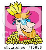 Happy Caucasian Man Enjoying Dressing Up In A Chicken Costume For His Job Clipart Illustration