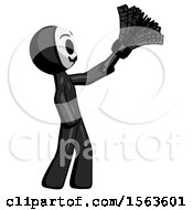 Black Little Anarchist Hacker Man Dusting With Feather Duster Upwards