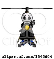 Poster, Art Print Of Black Little Anarchist Hacker Man Flying In Gyrocopter Front View