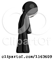 Poster, Art Print Of Black Little Anarchist Hacker Man Depressed With Head Down Back To Viewer Right