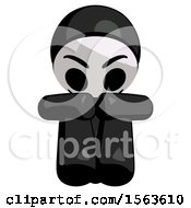 Poster, Art Print Of Black Little Anarchist Hacker Man Sitting With Head Down Facing Forward