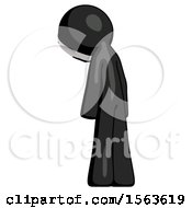 Poster, Art Print Of Black Little Anarchist Hacker Man Depressed With Head Down Back To Viewer Left