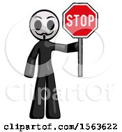 Poster, Art Print Of Black Little Anarchist Hacker Man Holding Stop Sign