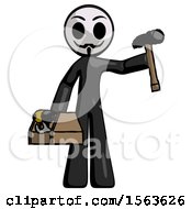 Poster, Art Print Of Black Little Anarchist Hacker Man Holding Tools And Toolchest Ready To Work