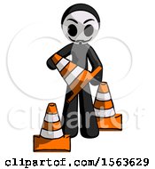 Poster, Art Print Of Black Little Anarchist Hacker Man Holding A Traffic Cone