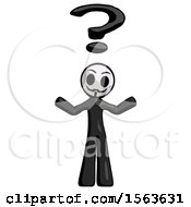 Poster, Art Print Of Black Little Anarchist Hacker Man With Question Mark Above Head Confused