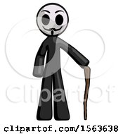 Poster, Art Print Of Black Little Anarchist Hacker Man Standing With Hiking Stick
