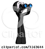Poster, Art Print Of Black Little Anarchist Hacker Man Looking Through Binoculars To The Right