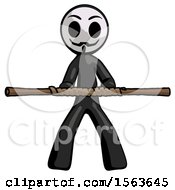 Poster, Art Print Of Black Little Anarchist Hacker Man Bo Staff Kung Fu Defense Pose