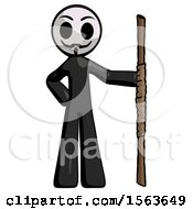 Poster, Art Print Of Black Little Anarchist Hacker Man Holding Staff Or Bo Staff