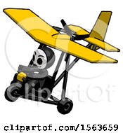 Poster, Art Print Of Black Little Anarchist Hacker Man In Ultralight Aircraft Top Side View