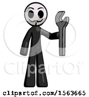 Black Little Anarchist Hacker Man Holding Wrench Ready To Repair Or Work