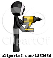 Poster, Art Print Of Black Little Anarchist Hacker Man Using Drill Drilling Something On Right Side