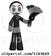 Poster, Art Print Of Black Little Anarchist Hacker Man Holding Feather Duster Facing Forward