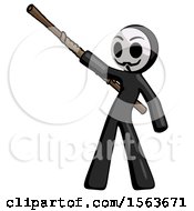 Poster, Art Print Of Black Little Anarchist Hacker Man Bo Staff Pointing Up Pose