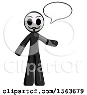 Poster, Art Print Of Black Little Anarchist Hacker Man With Word Bubble Talking Chat Icon