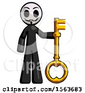 Black Little Anarchist Hacker Man Holding Key Made Of Gold