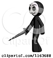 Poster, Art Print Of Black Little Anarchist Hacker Man With Sword Walking Confidently