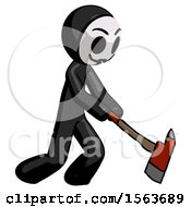 Poster, Art Print Of Black Little Anarchist Hacker Man Striking With A Red Firefighters Ax
