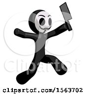 Poster, Art Print Of Black Little Anarchist Hacker Man Psycho Running With Meat Cleaver