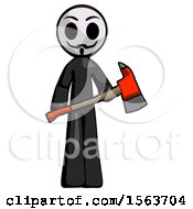 Poster, Art Print Of Black Little Anarchist Hacker Man Holding Red Fire Fighters Ax