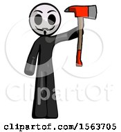 Poster, Art Print Of Black Little Anarchist Hacker Man Holding Up Red Firefighters Ax
