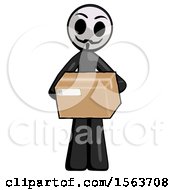 Poster, Art Print Of Black Little Anarchist Hacker Man Holding Box Sent Or Arriving In Mail