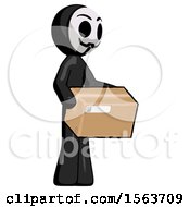 Poster, Art Print Of Black Little Anarchist Hacker Man Holding Package To Send Or Recieve In Mail