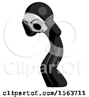 Black Little Anarchist Hacker Man With Headache Or Covering Ears Turned To His Left