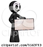 Poster, Art Print Of Black Little Anarchist Hacker Man Presenting Large Envelope