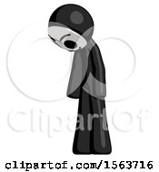 Poster, Art Print Of Black Little Anarchist Hacker Man Depressed With Head Down Turned Left