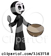 Poster, Art Print Of Black Little Anarchist Hacker Man With Empty Bowl And Spoon Ready To Make Something