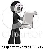 Black Little Anarchist Hacker Man Holding Blueprints Or Scroll by Leo Blanchette