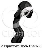 Black Little Anarchist Hacker Man With Headache Or Covering Ears Turned To His Right