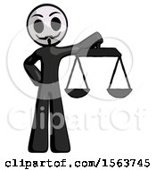 Black Little Anarchist Hacker Man Holding Scales Of Justice