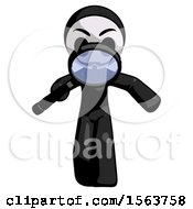 Black Little Anarchist Hacker Man Looking Down Through Magnifying Glass