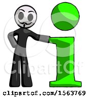 Poster, Art Print Of Black Little Anarchist Hacker Man With Info Symbol Leaning Up Against It