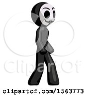 Poster, Art Print Of Black Little Anarchist Hacker Man Walking Turned Right Front View